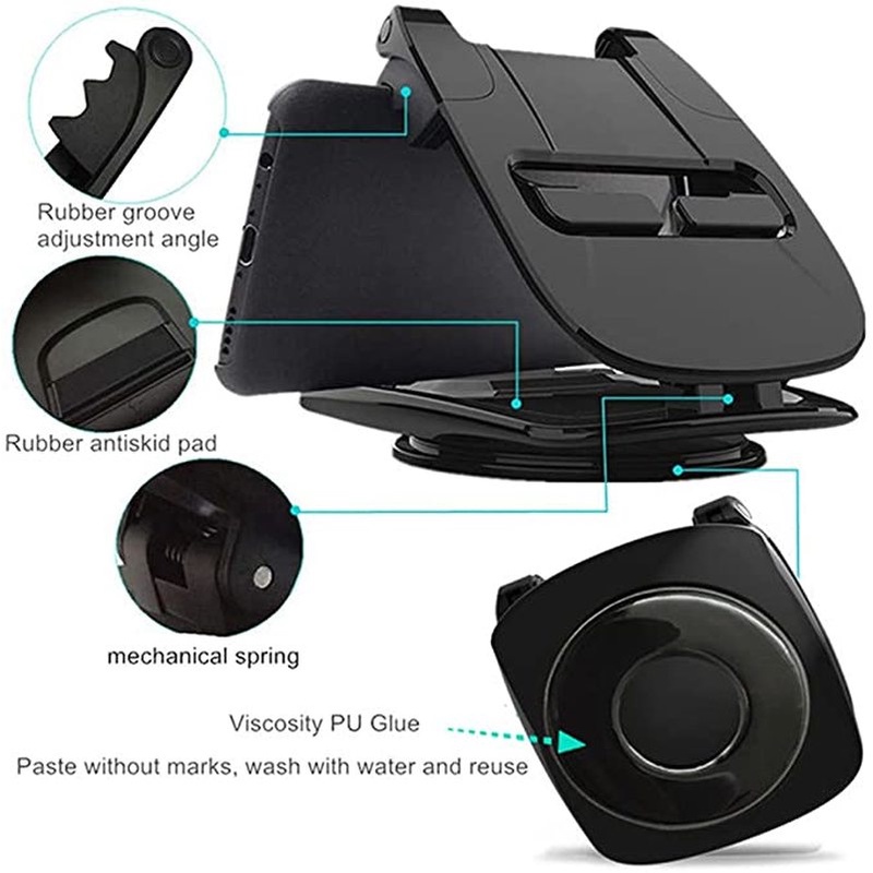 Giá Đỡ Điện Thoại 3.5-6 inch Xoay 360 Độ Chống Trượt Gắn Bảng Điều Khiển Xe Hơi