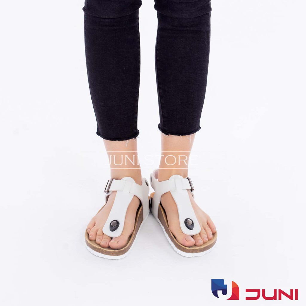 [DA PU-CHỐNG NƯỚC] PU10- Dép sandal xỏ ngón Unisex da PU, đế trấu Bioline Birken - Xuất khẩu châu Âu - Juni Store