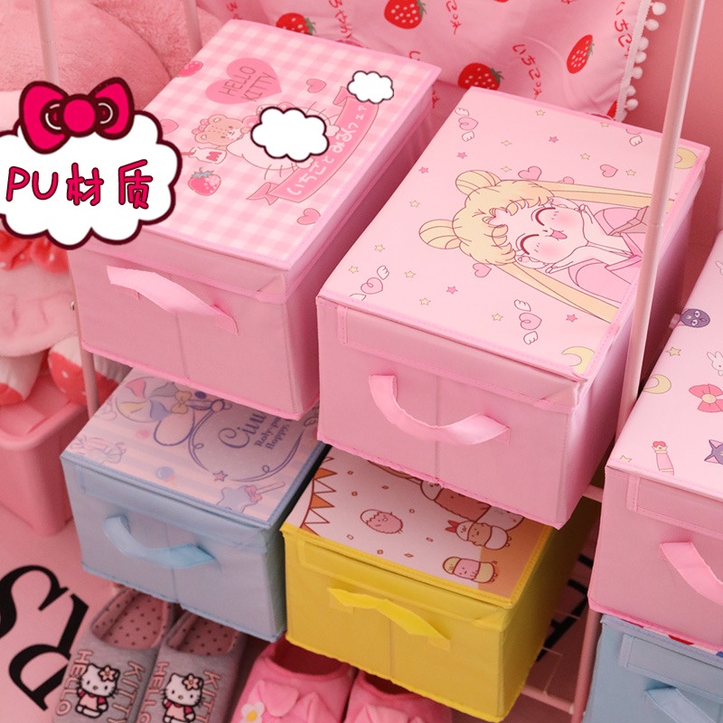 Hộp vải đựng quần áo sức chứa lớn họa tiết trái tim có thể gấp gọn cho nữ