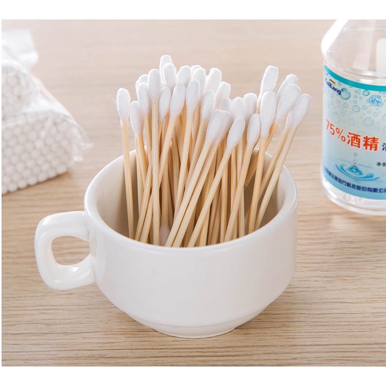 TĂM BÔNG NGOÁY TAI THÂN GỖ SET 100 CÂY, SET 200 CÂY BIBI 42