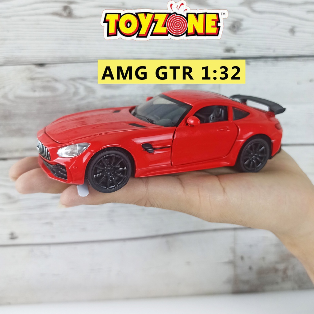 Xe mô hình Mercedes AMG GTR 1:32 hãng Miniauto khung kim loại, có đế nhựa trưng bày