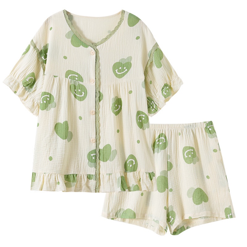 Bộ Đồ Ngủ Chất cotton Mỏng Nhẹ In Họa Tiết Dễ Thương Phong Cách Hàn Quốc Thời Trang Cho Nữ
