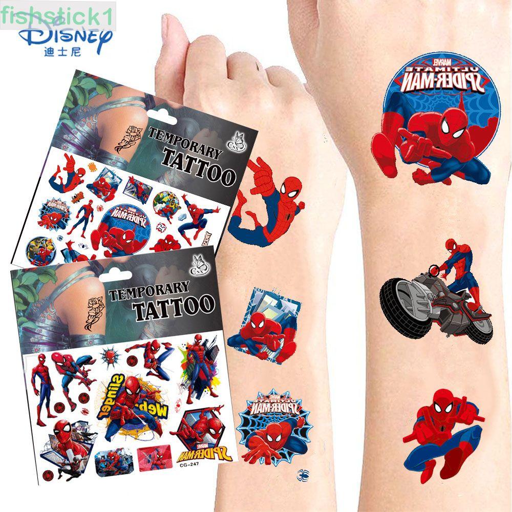 1 Tấm Hình Dán Hình Xăm Dán Nhân Vật Siêu Anh Hùng Marvel / Người Nhện / Hulk / Captain America / Captain America /