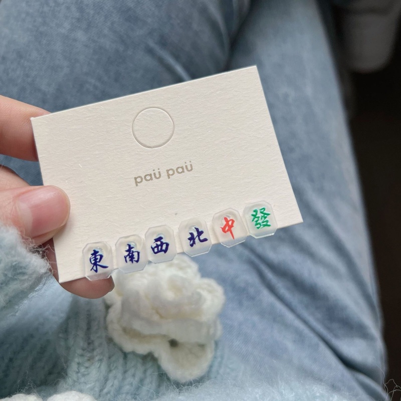 Set 6 Khuyên Tai Kim Mạt Chược Sáng Tạo Cho Nữ