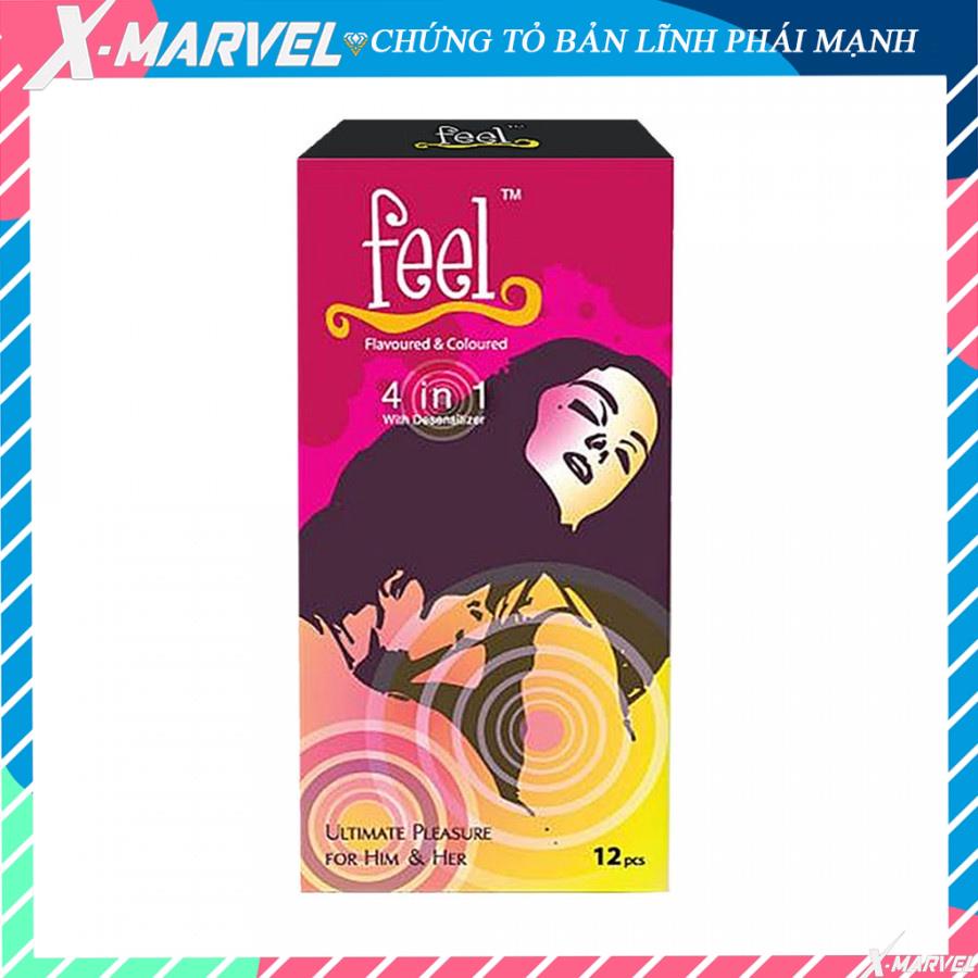 Bao Cao Su FEEL 4 IN 1 - Bi Gai - Kéo Dài Thời Gian Quan Hệ - combo bcs durex/sagami/ok/olo/invisible/feel /áo mưa