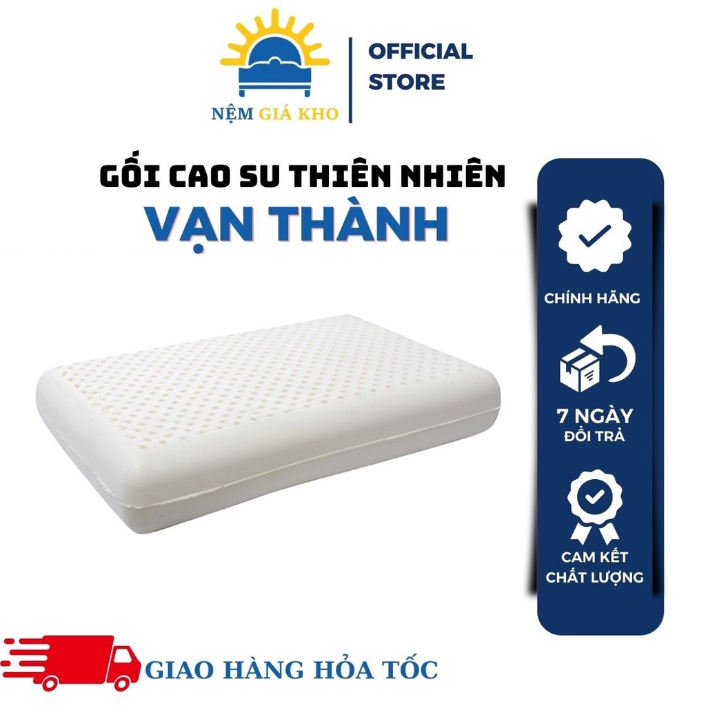 Gối 100% cao su thiên nhiên Vạn Thành Ovan 38x62x12cm