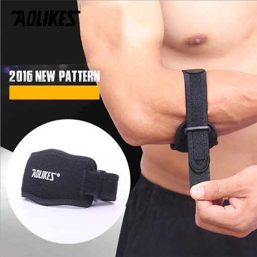 Đai khuỷu tay Aolikes al 7949 bán sỉ có đệm hơi silicone băng quấn bảo vệ bắp cánh bó ống thể thao gym yoga bóng bàn rổ