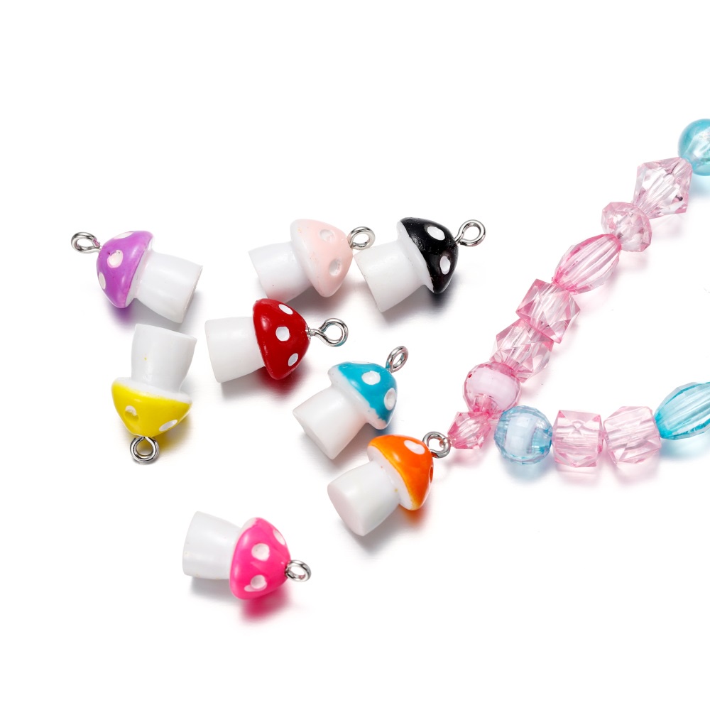 Set 10 Hạt Nhựa Hình Nấm Nhiều Màu Sắc Kích Thước 11 * 18mm