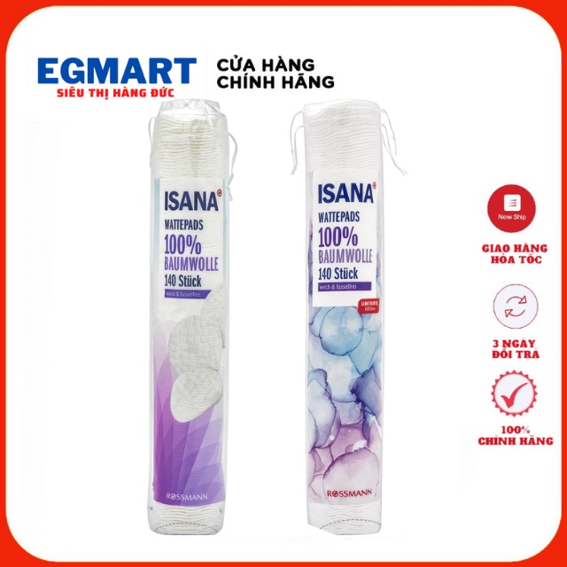 [Nhập SIEUTHIEG giảm 10% đơn từ 99K] Bông tẩy trang Isana, cotton bông mềm mịn, thấm hút tốt, tẩy trắng