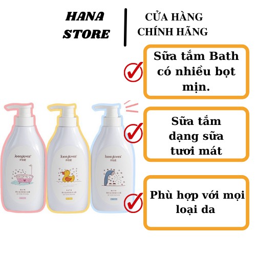 Sữa tắm Dưỡng Da Chăm Sóc Da Bath Joyeeloves Dưỡng ẩm Trắng Da Hương Thơm Mỹ Phẩm Hana 500 Ml