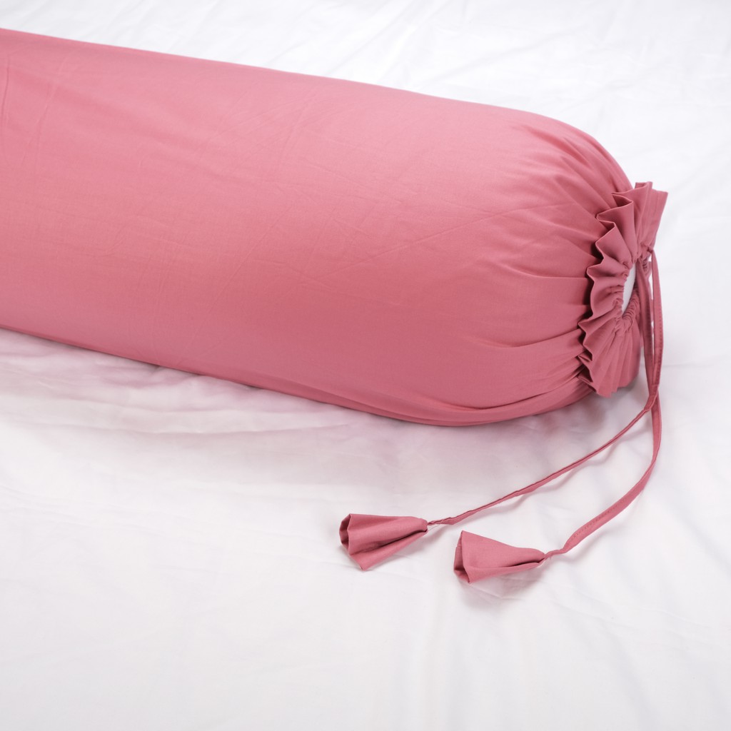 Vỏ Gối Ôm Gòn Bedding Cotton Satin Hàn Quốc Màu Hồng Đậm 35x100 cm