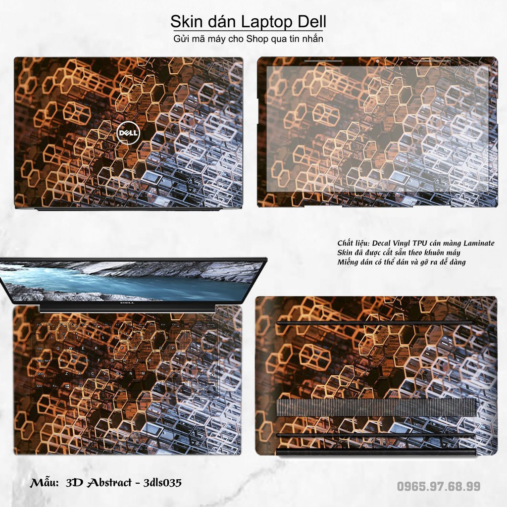 Skin dán Laptop Dell in hình 3D Color (inbox mã máy cho Shop)