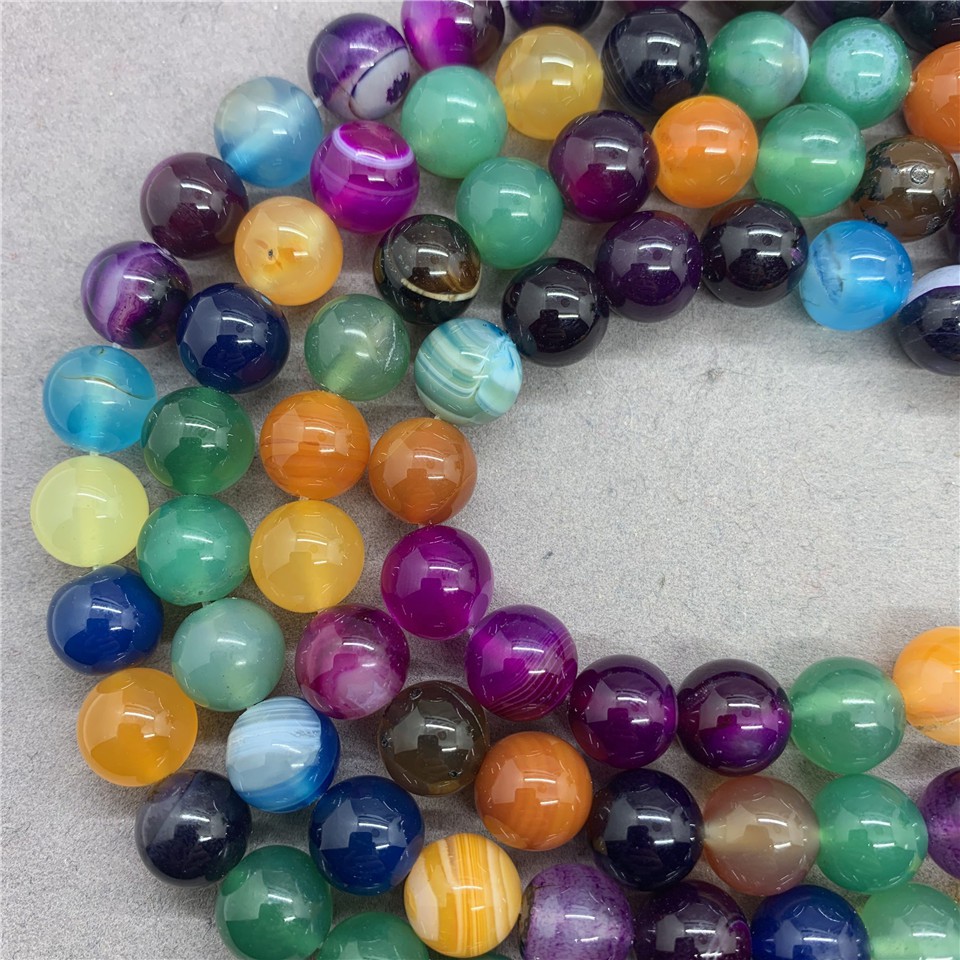Chuỗi Hạt Đá Mã Não Nhiều Màu 4-12mm Tự Nhiên Dùng Làm Vòng Tay diy