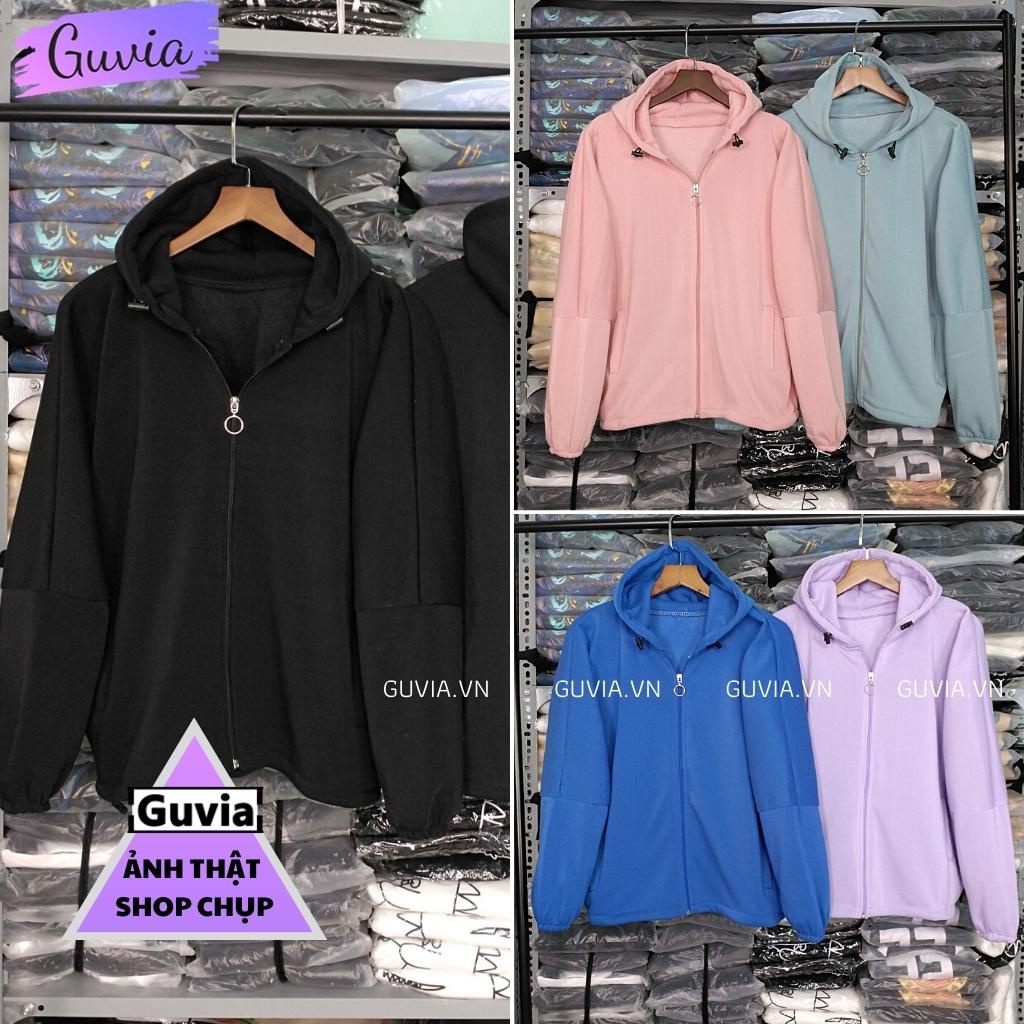 Áo khoác nỉ Hoodie Dây Kéo KHÓA TRÒN Ulzzang form rộng Unisex bông lớp GUVIA