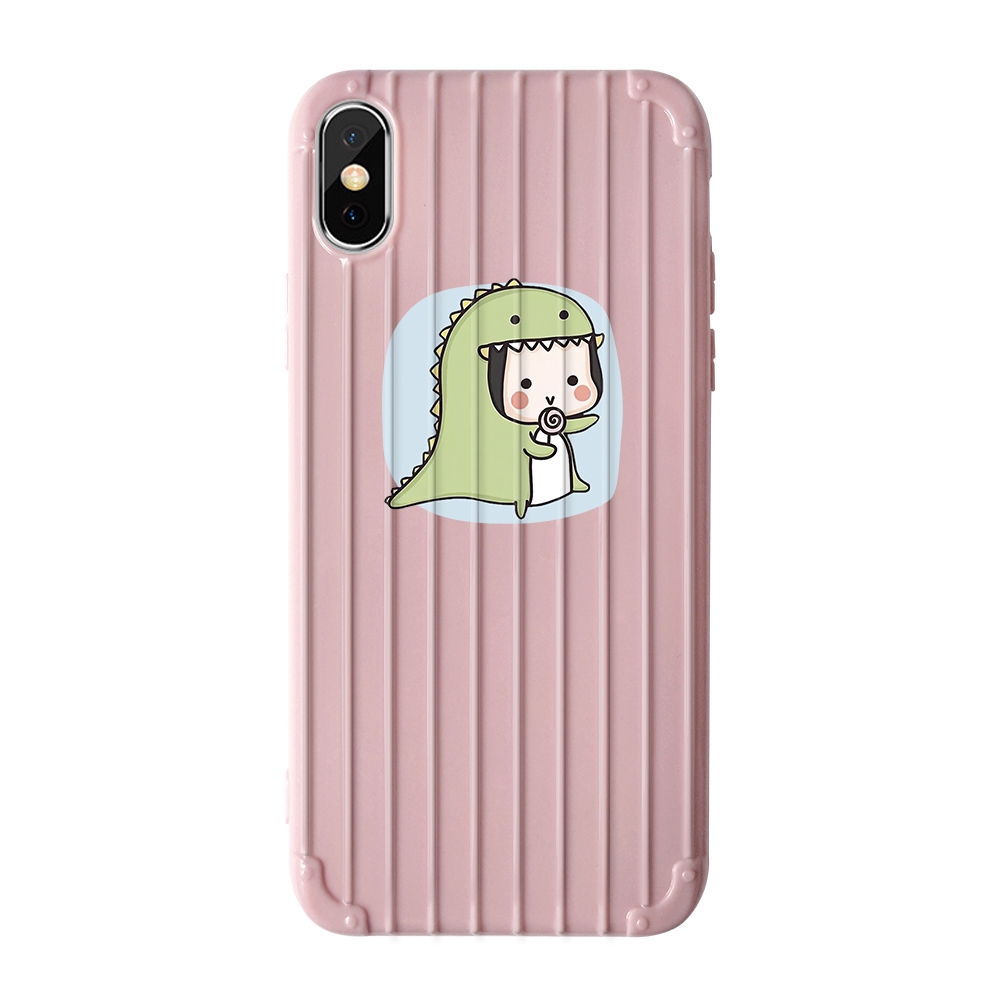 Ốp điện thoại silicone kiểu sọc phối hình khủng long Kawaii cho điện thoại iPhone 6 6s 7 8 6plus 8plus XR X XS XSMax | BigBuy360 - bigbuy360.vn