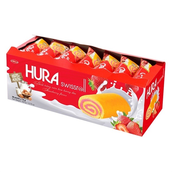 Bánh Hura Swissroll Hương Dâu Bibica 360g