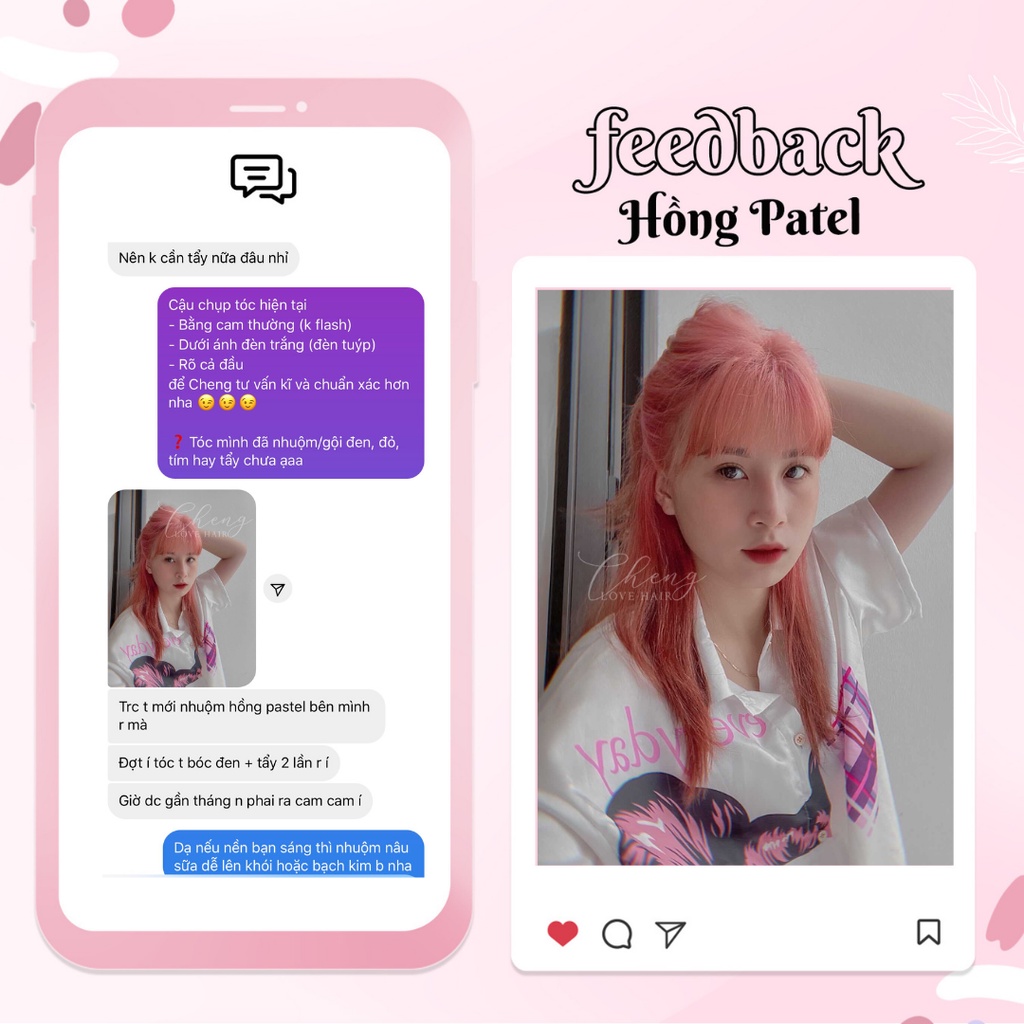 Thuốc Nhuộm Tóc Màu HỒNG PASTEL Kèm Tẩy | Chenglovehair, Chenglovehairs