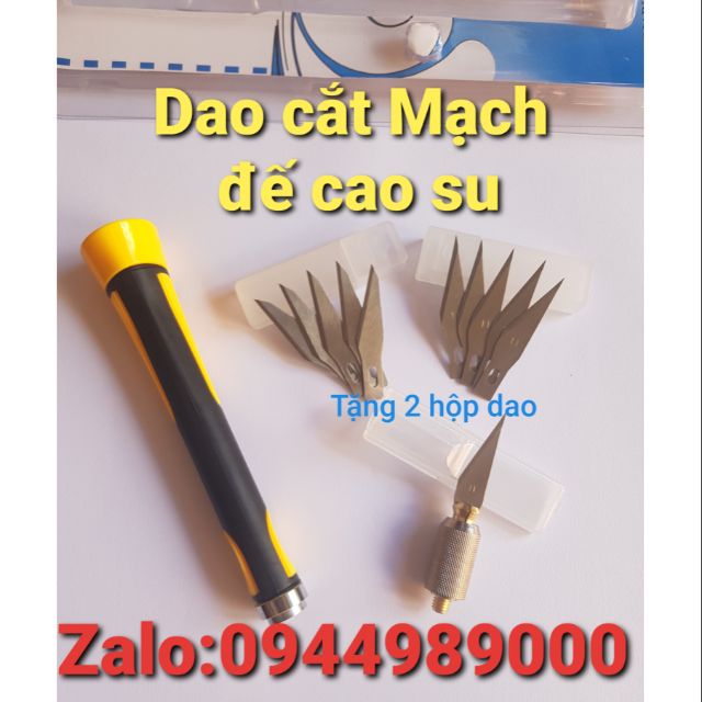 Dao Cắt Mạch Đế cao su cầm rất chắc chắn tặng kèm thêm 2 hộp lưỡi dao
