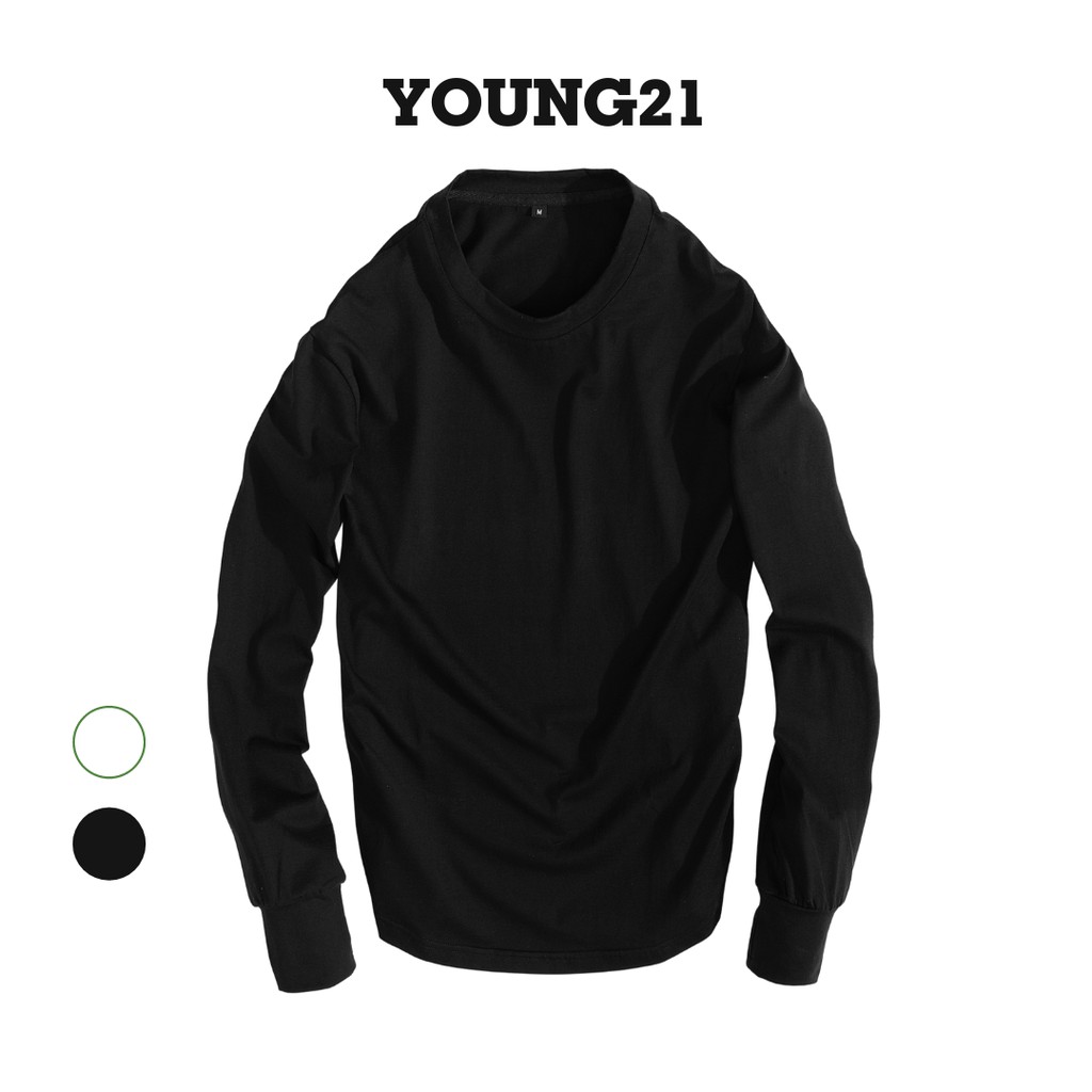 Áo thun nam cổ tròn YOUNG21 Basic Longtee 2021 tay dài, vải cotton, co giãn, form rộng T01