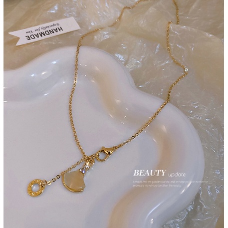 Vòng cổ hình vỏ sò đính đá mắt mèo BBstore dây chuyền hàn quốc thanh lịch