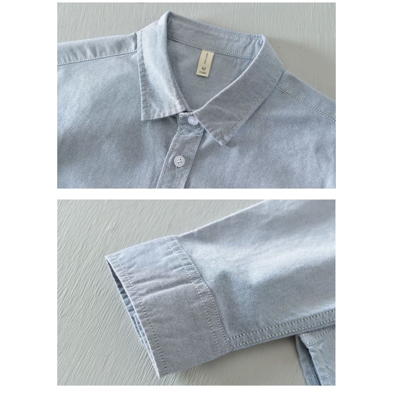 Áo Sơ Mi Cotton Tay Dài Màu Sắc Đơn Giản Trẻ Trung Thời Trang Xuân Hè Cho Nam Giới