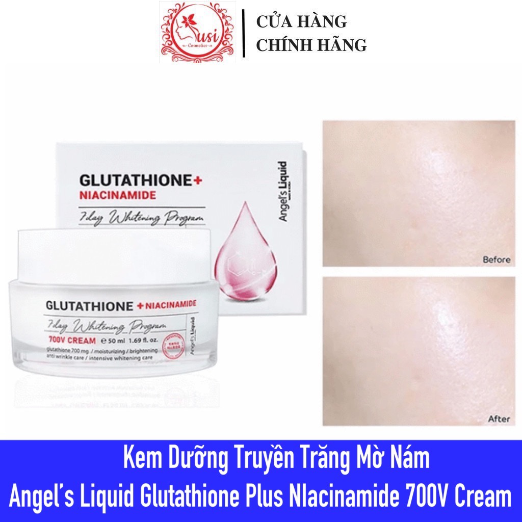 Kem Dưỡng Trắng Giảm Thâm Nám  Angel's Liquid Glutathione + Niacinamide 7Day Whitening Program 700 V-Cream 50ml
