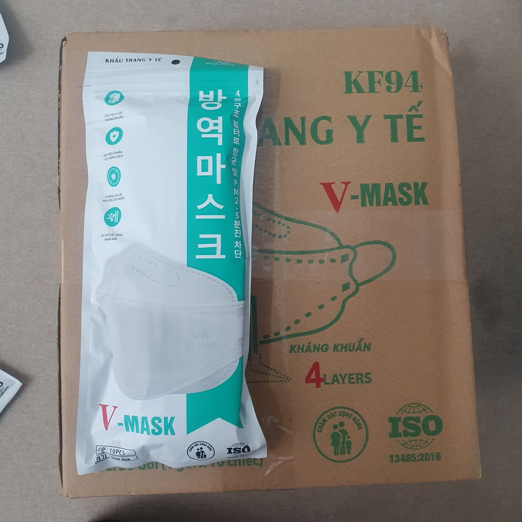 Thùng 300 chiếc Khẩu Trang Y Tế KF94 loại 4 lớp Kháng Khuẩn Lọc Sạch Bụi Mịn PM 0.25 SX Theo Công Nghệ Hàn Quốc Lifecare