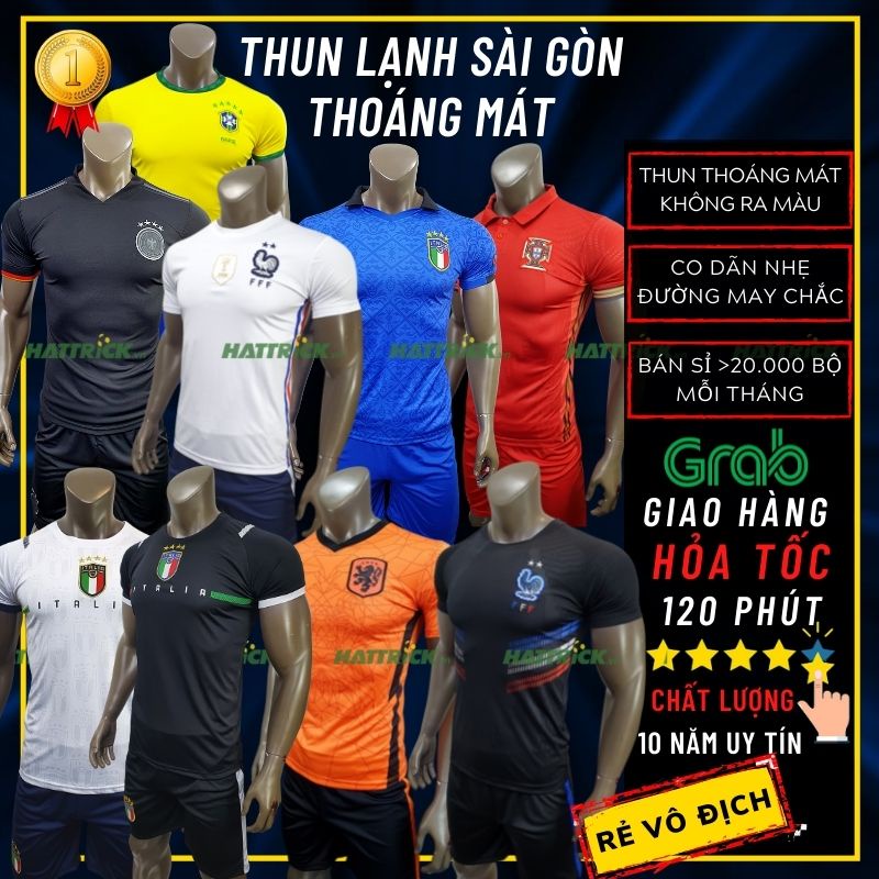 Đồ đá banh nam, áo bóng đá đội tuyển Euro 2021(45kg-78kg) thun Sài Gòn thoáng mát, may chất lượng, xưởng bán sỉ uy tín