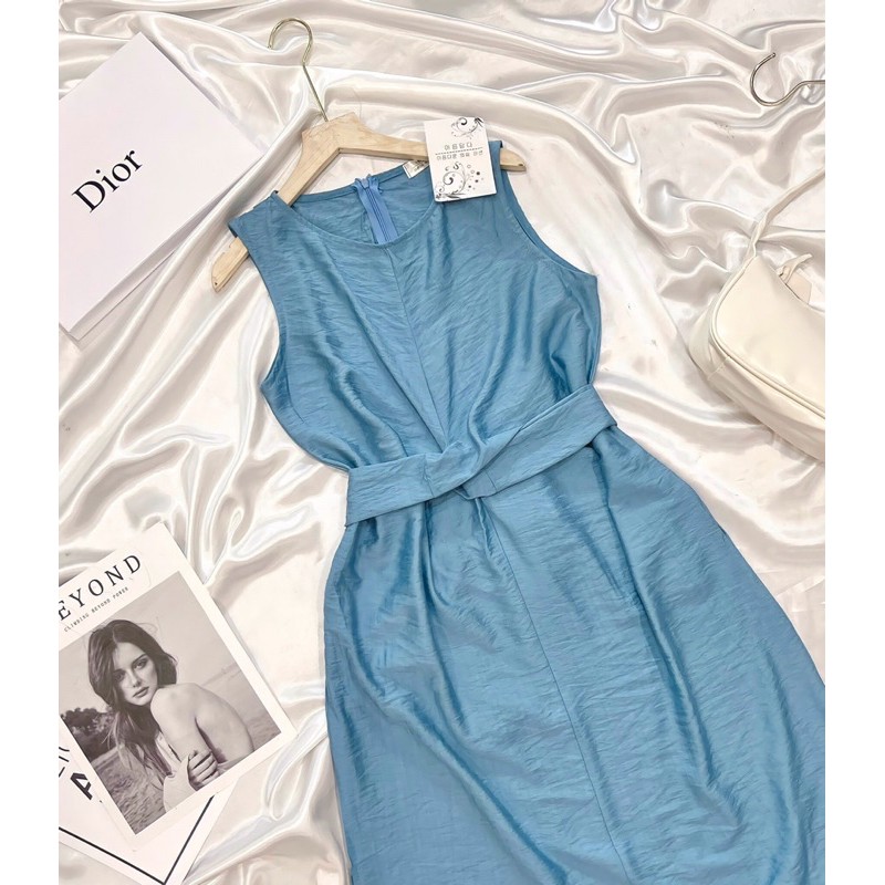 Váy xanh xoắn eo dây buộc | BigBuy360 - bigbuy360.vn