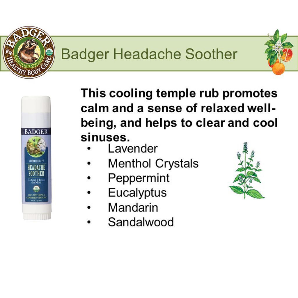 Badger - Sáp Hữu Cơ Liệu Pháp Mùi Hương Giảm Đau Đầu - Headache Soother [USDA Organic]