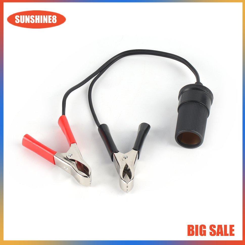 【SUN】12V Car Auxiliary Cigarette Lighter Socket Battery Crocodile Clips Adapter