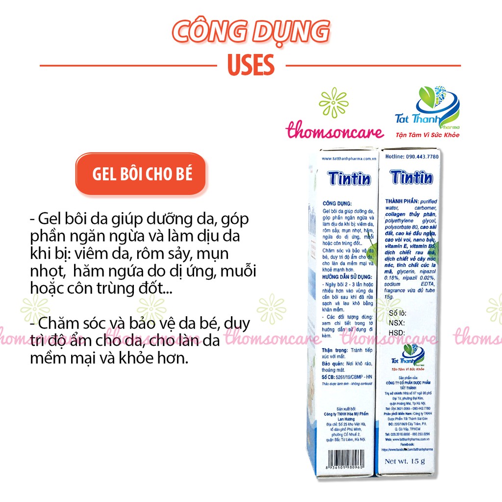 Kem giảm hăm, rôm sảy và ngứa da cho bé từ thảo dược, rau má và Nano bạc - Dùng được cho trẻ sơ sinh - Tintin