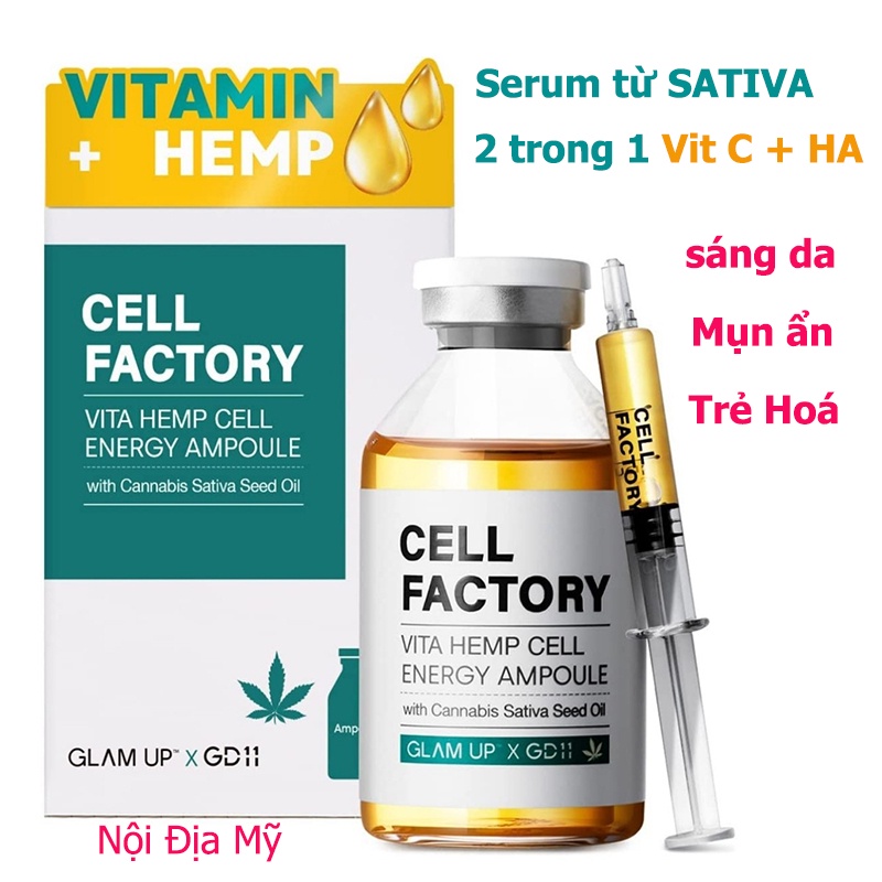 [Siêu Phẩm] Serum sativa 2 trong 1 Vitamin C - HA dưỡng ẩm từ hạt Gai Dầu - Cell Factory Phiên Bản Nội địa Mỹ