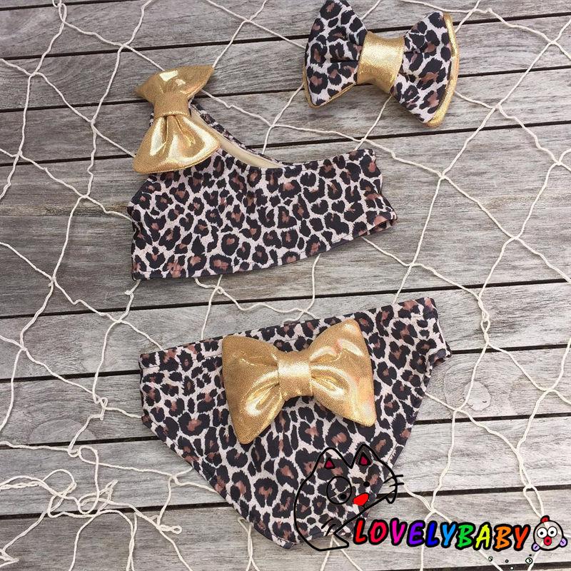 Bộ Bikini 2 Mảnh + Băng Đô Họa Tiết Da Báo Cho Bé Gái | BigBuy360 - bigbuy360.vn