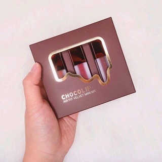 [FREE SHIP] Set Son Black Rouge Air Fit Velvet Mini Kit Chocolip ( set son Black mini )