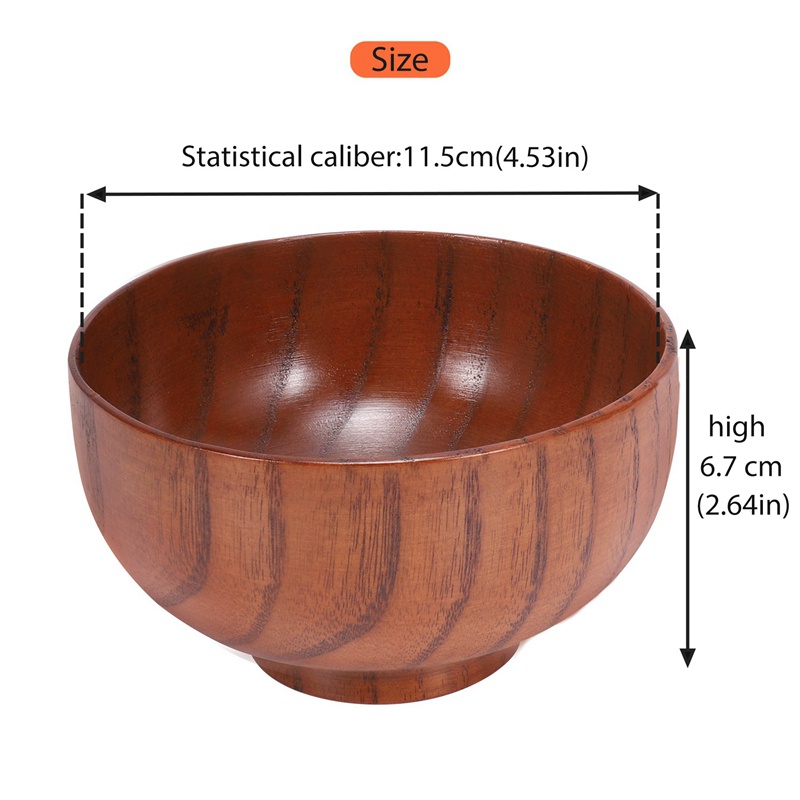 Bộ 4 Bát Ăn Cơm / Mì Bằng Gỗ Trơn Đường Kính 4.5 Inch 2-5 / 8 Inch Phong Cách Nhật Bản