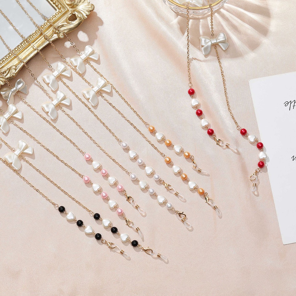 Dây Đeo Mắt Kính Đính Ngọc Trai Hình Bướm Sáng Tạo Thời Trang