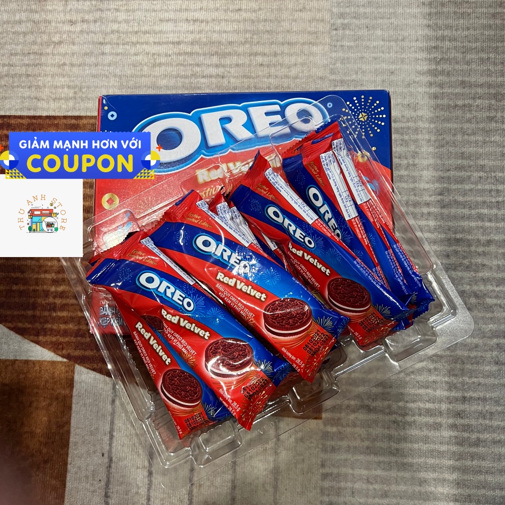 Hộp Bánh quy Oreo Red Velvet vị phô mai 342g Kinhdo phiên bản giới hạn Tết 2022 quà biếu tết