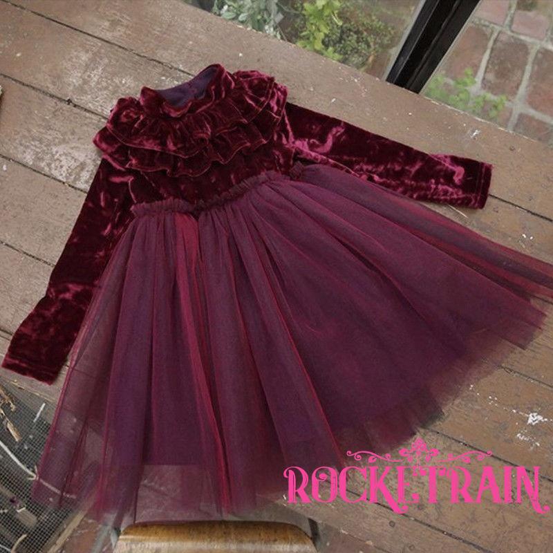 Đầm công chúa phối vải nhung xinh xắn cho bé gái