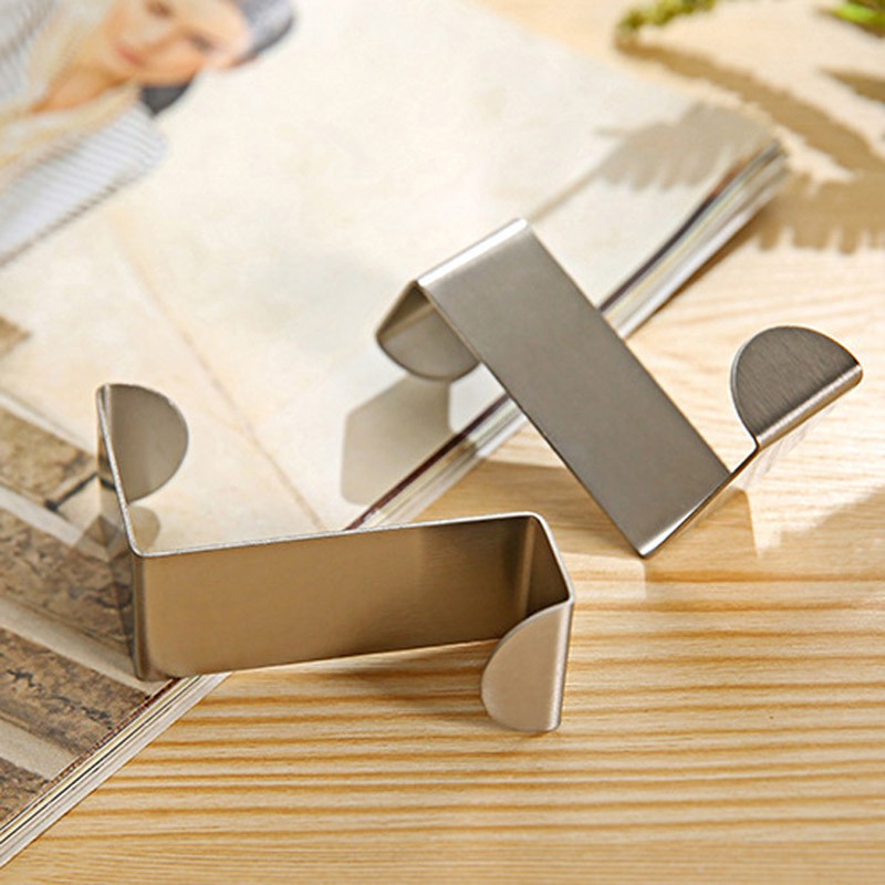 2Pcs Door Hook Stainless Steel Kitchen Cabinet Clothes Bag Hanger Hook Clips