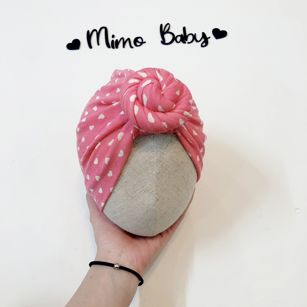 Mũ turban bé gái - Chủ đề trái tim nhỏ (5-10kg)