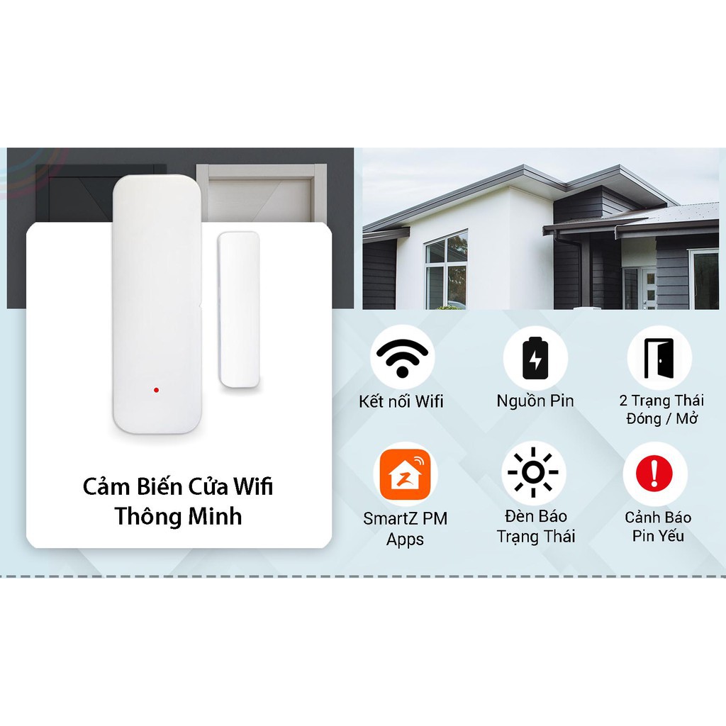 Cảm biến từ gắn cửa Wifi Tuya DT2 Báo động chống trộm qua điện thoại - HTA Công Nghệ