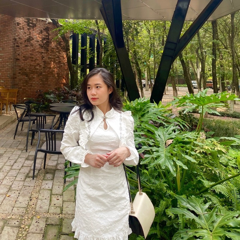 Váy gấm sườn xám Taffy dài tay tiểu thư Souris By G