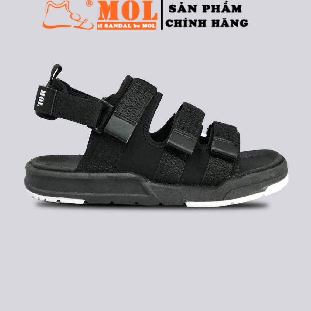 Giày sandal unisex nam nữ 3 quai ngang vải dù có quai hậu tháo rời hiệu MOL mang đi học du lịch MS1802B