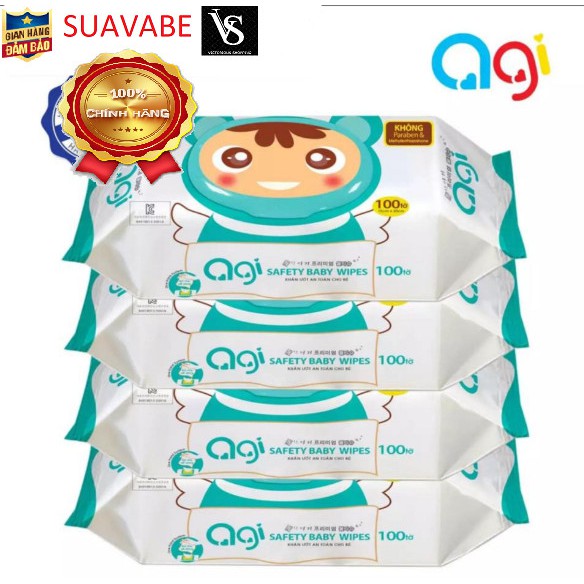 Combo 10 bịch Khăn giấy ướt Agi không hương 100 tờ