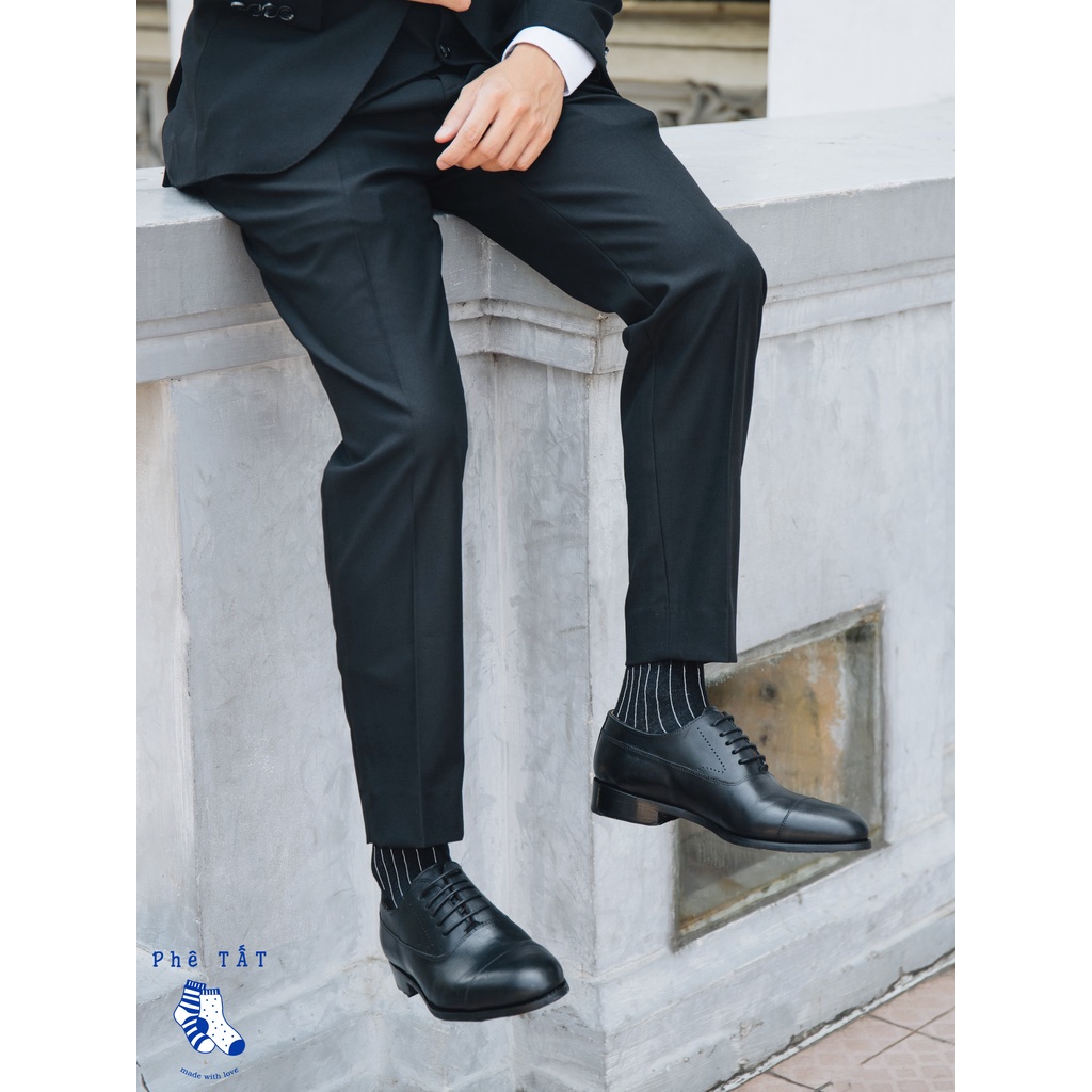 Tất (vớ) nam họa tiết sọc dọc cổ cao phong cách Âu Mỹ chất cotton TẤT COTTON SPIRIT
