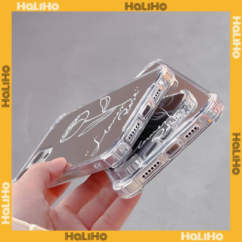 iPhone Case Acrylic Reflective Mirror Airbag Shockproof Protection Camera Lines Rose Simple Compatible with iPhone 11 iPhone 13 Pro Max iPhone 12 Pro Max iPhone 7 Plus iPhone xr