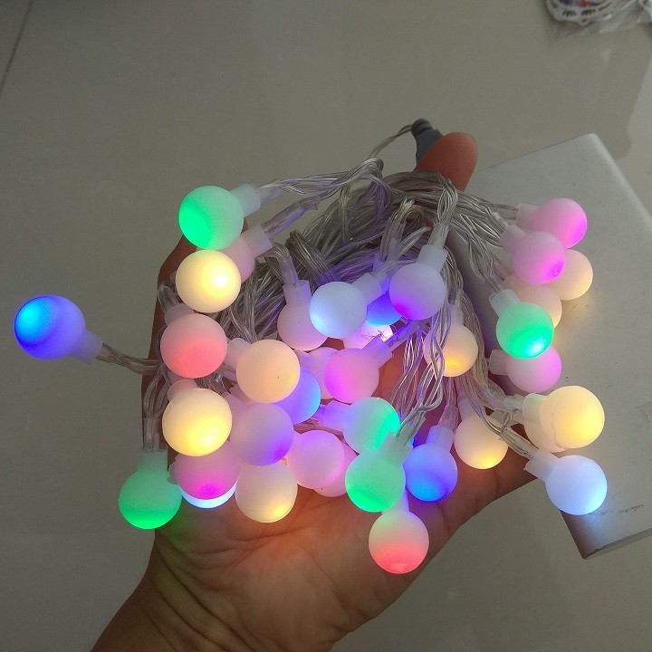 Dây đèn led tròn không nháy nhiều màu dài 6m - 40 bóng đầu cắm USB