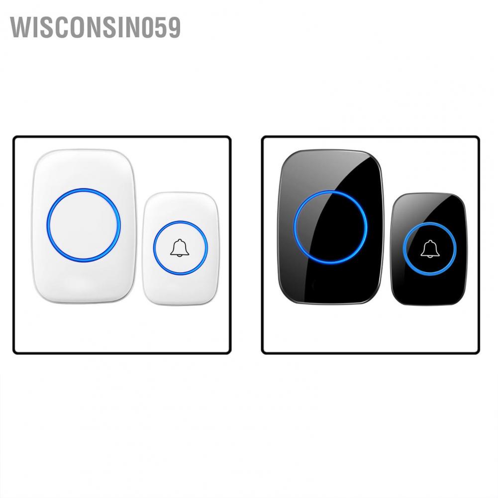Wisconsin059 Wireless Doorbell Kit Waterproof 36 Music Adjustable Volume Battery Operated for Home Apartment