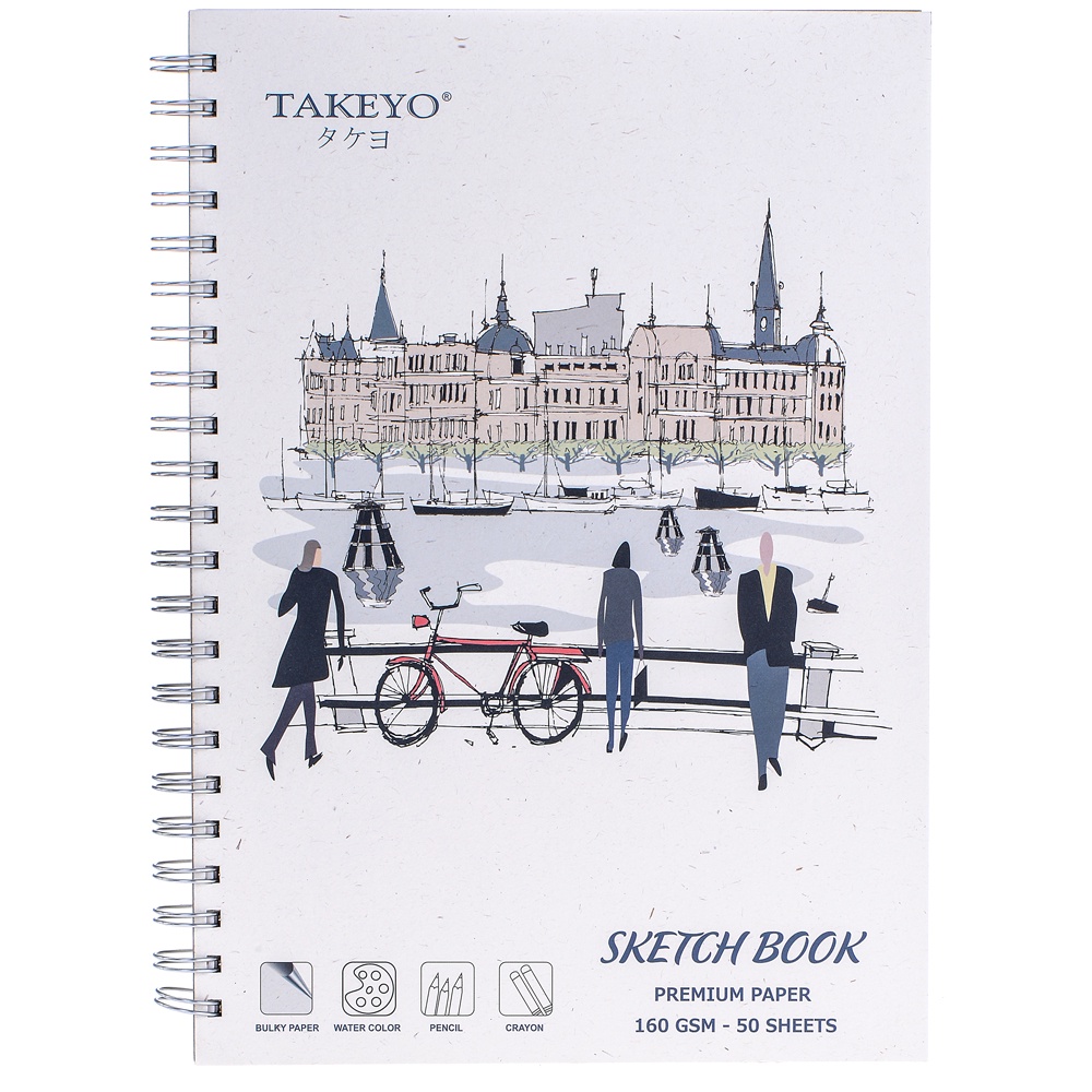 Tập Vẻ Lò Xo Takeyo A6, A5, B5, A4, B4 và A3 Định Lượng 160Gsm - 50 Tờ